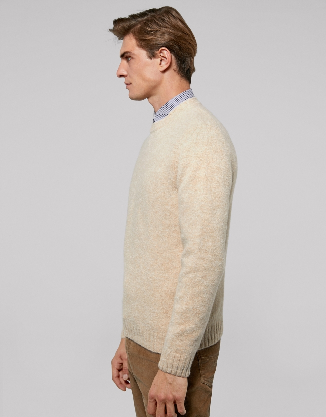 Plain beige knit sweater