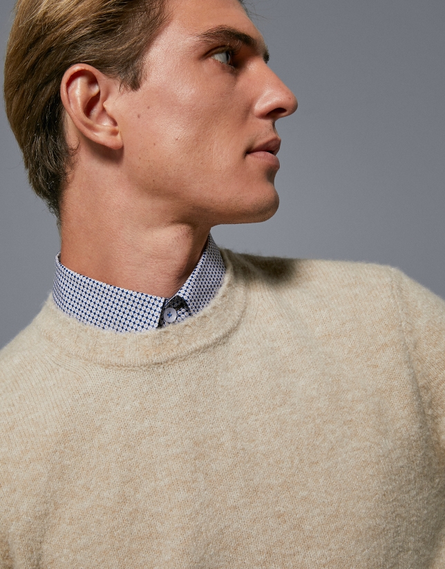 Plain beige knit sweater