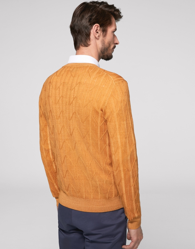 Jersey lana tintada trabajada dorado