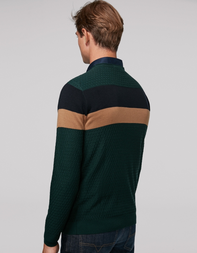 Jersey lana verde con rayas