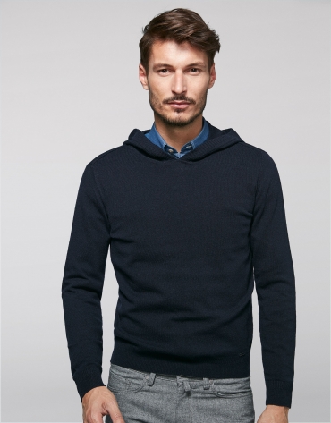 Navy blue sweater with hood
