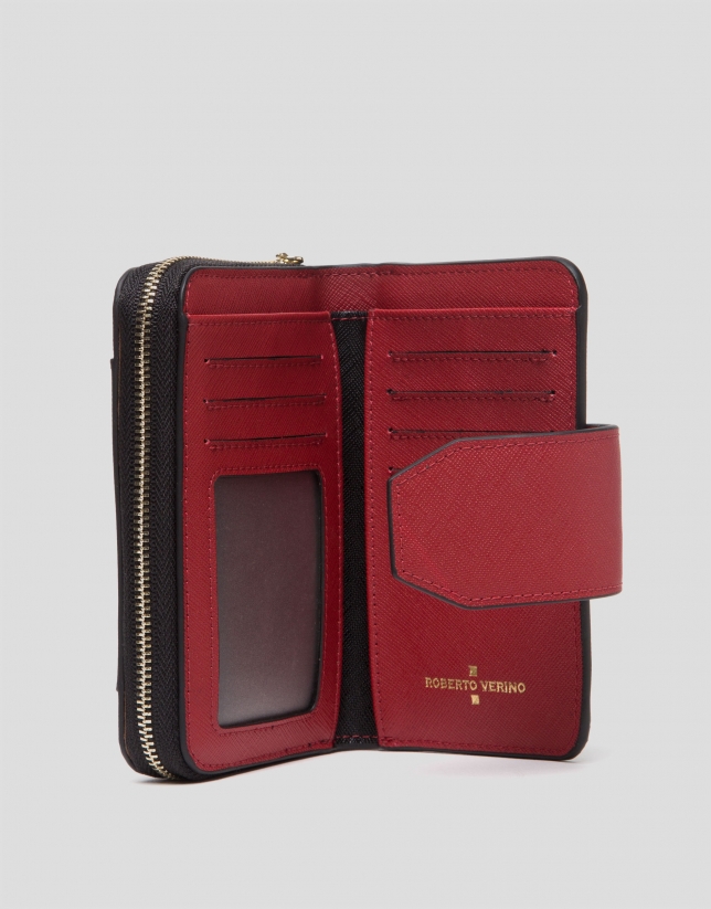 Three colors saffiano leather Orchidees wallet