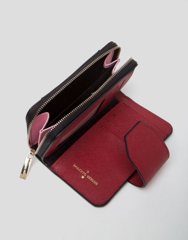 Three colors saffiano leather Orchidees wallet