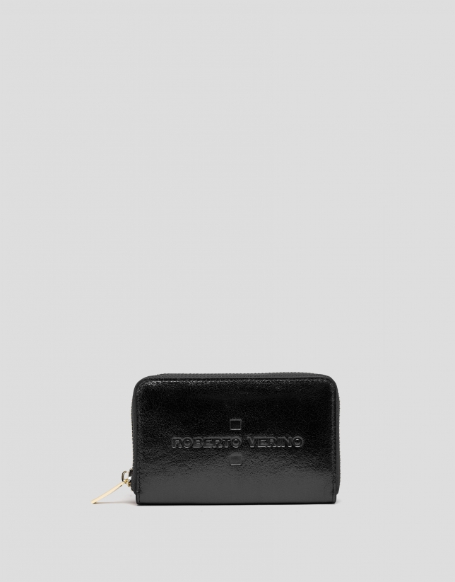 Black metalized leather wallet