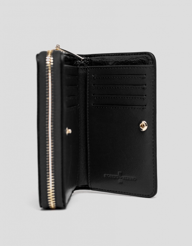 Black metalized leather wallet
