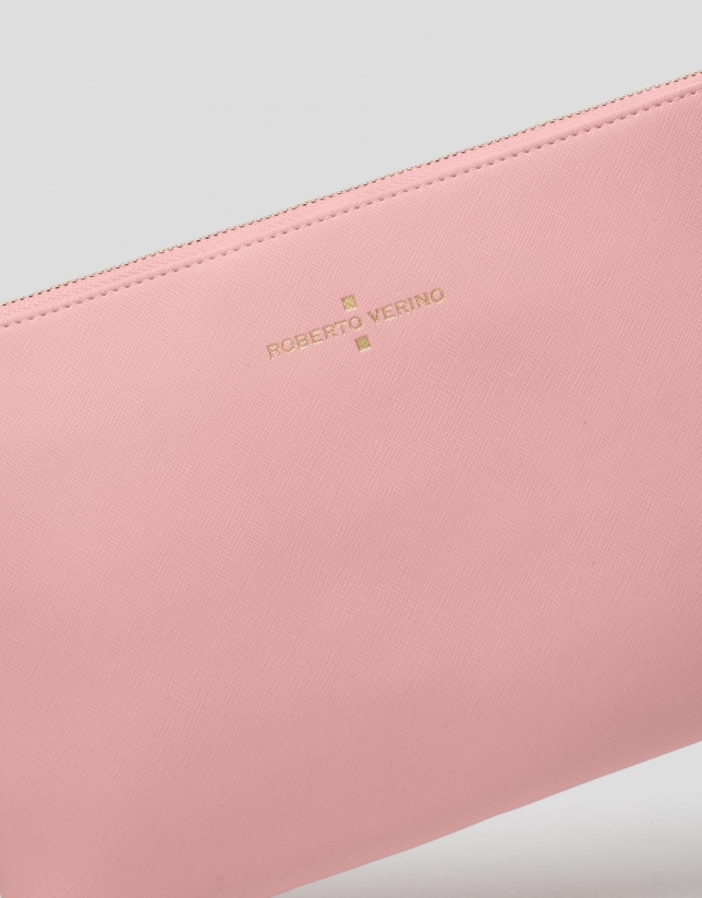Pink Lisa Saffiano clutch bag