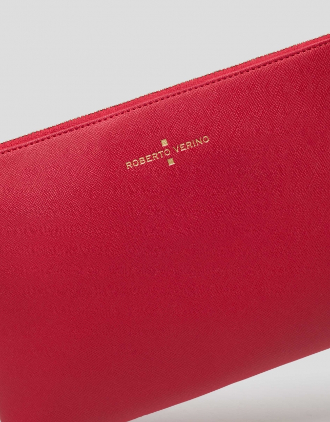 Red Lisa Saffiano clutch bag