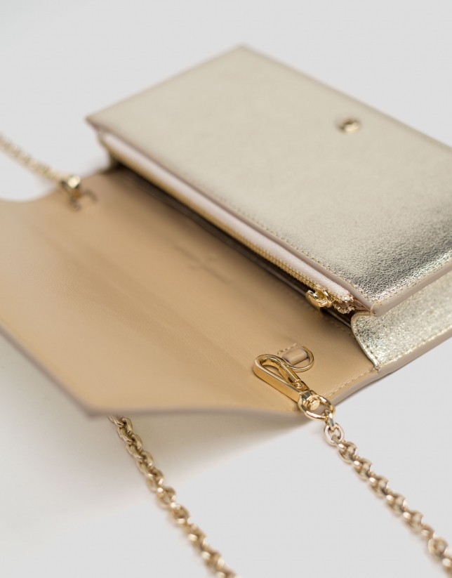 Shiny gold leather Glace mini shoulder bag