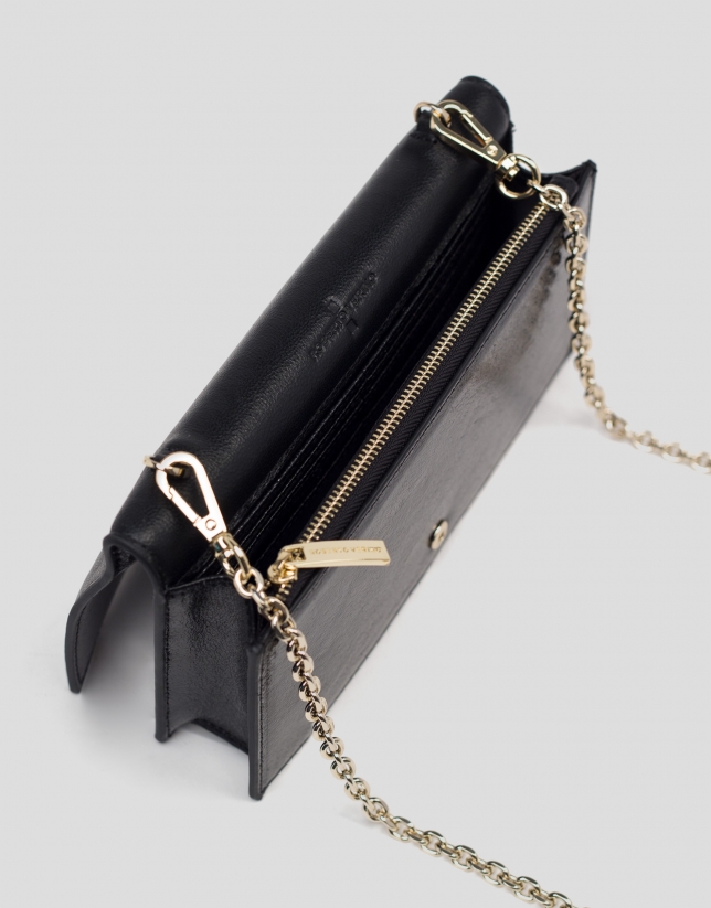 Black shiny leather Glace mini shoulder bag