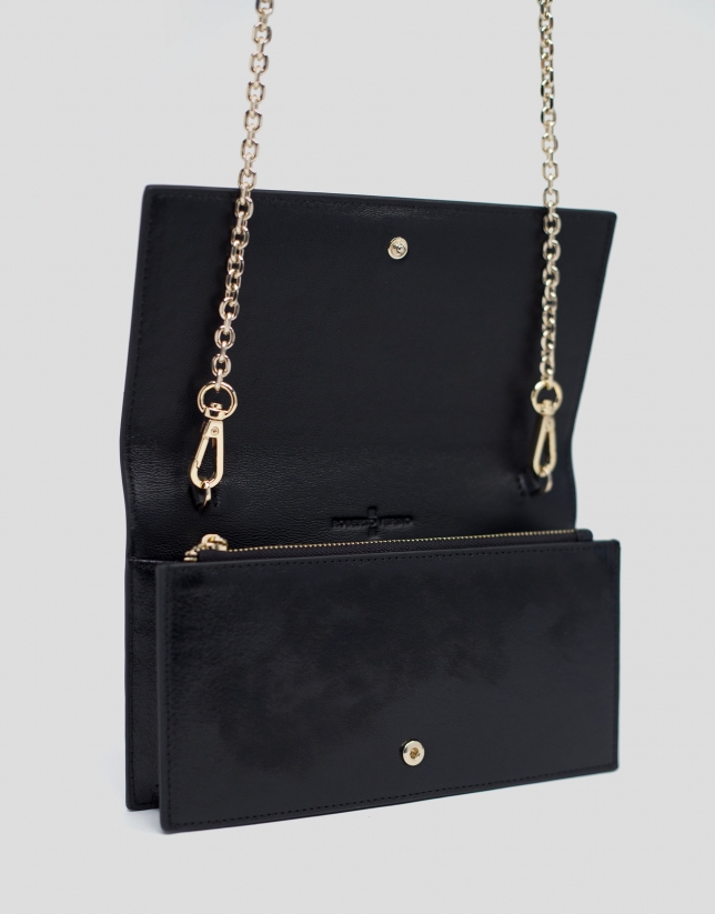 Black shiny leather Glace mini shoulder bag