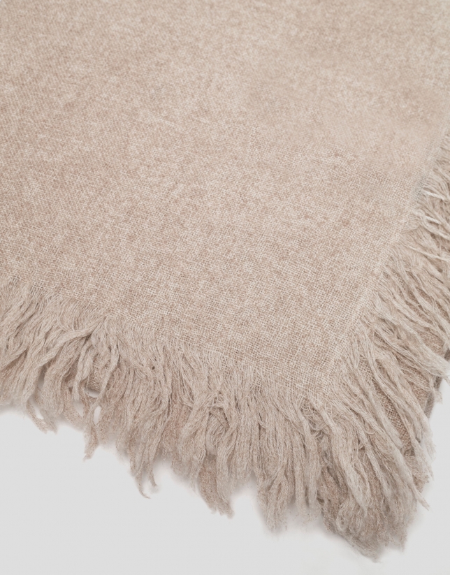 Beige wool and cashmere scarf