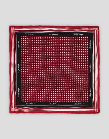 Pañuelo seda estampado geométrico rojos