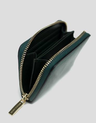 Green metalized leather coin purse