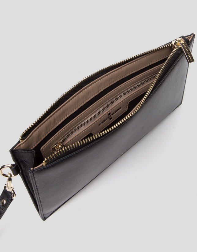 Black leather flat wallet