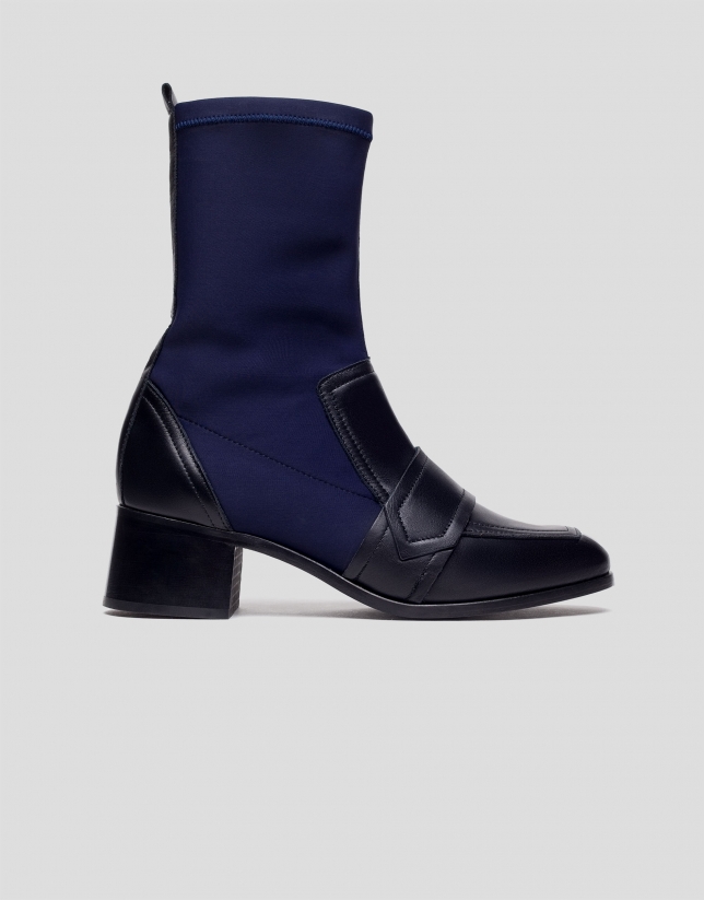 Blue and black mid-calf boots 