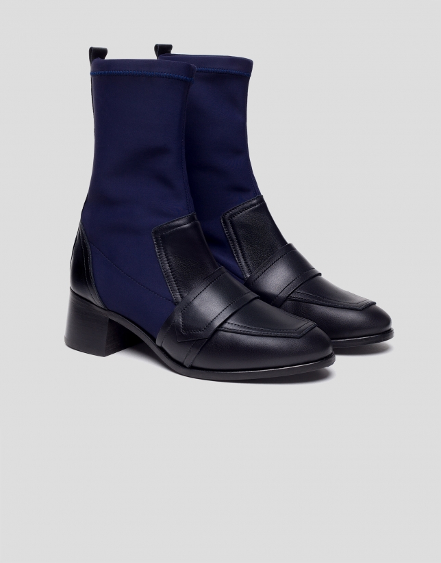 Blue and black mid-calf boots 