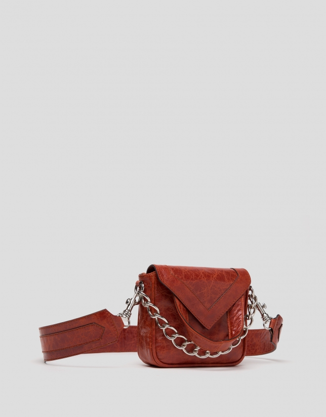Terra cotta leather Claude mini shoulder bag