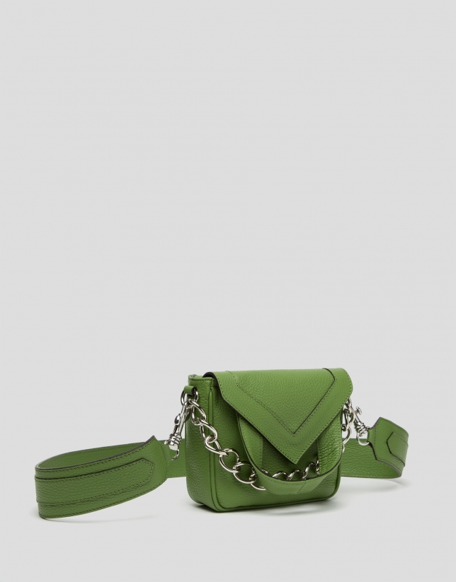 Green leather Claude mini shoulder bag