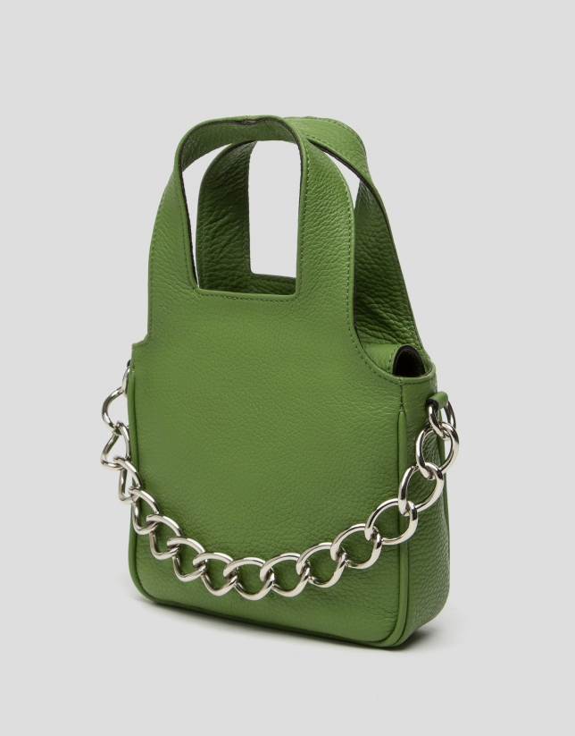 Green leather Claude mini shoulder bag