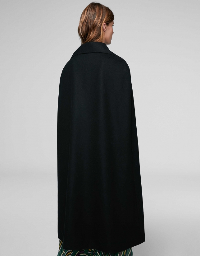Reversible black cape coat