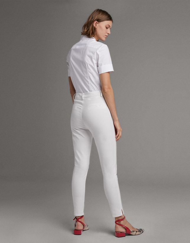 Ivory cigarette pants with high waist