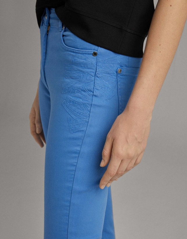 Pantalón algodón recto azul