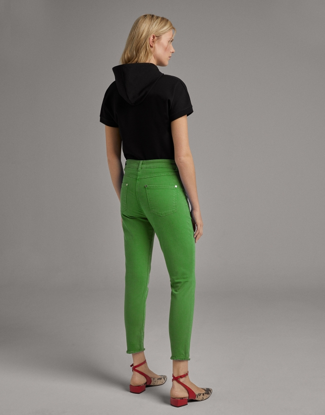 Green straight cotton pants