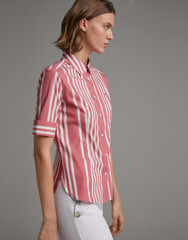 Red striped shirt with short sleeves