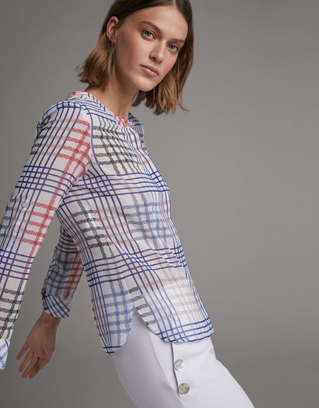 Multicolor checked shirt with long sleeves