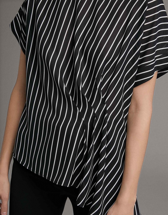 Black pin-striped asymmetric shirt