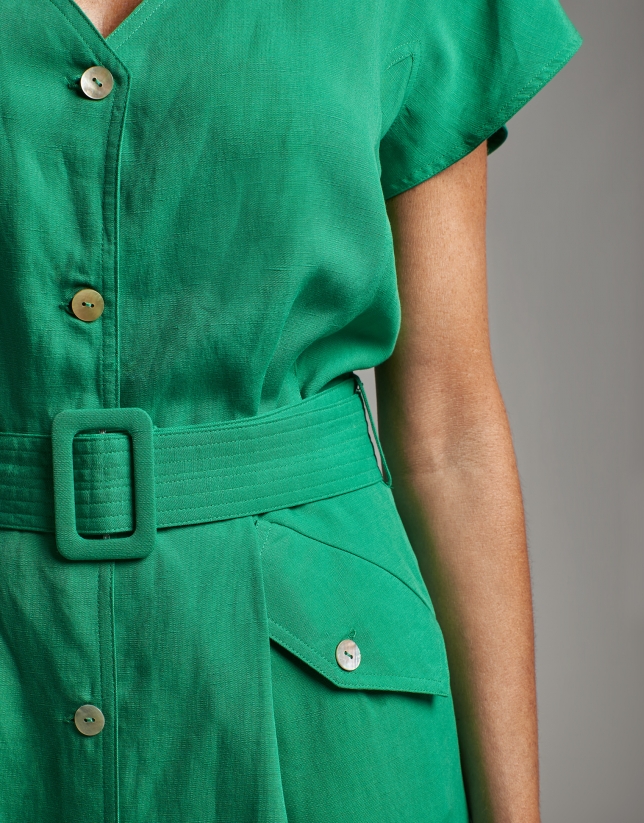 Green midi shirtwaist dress