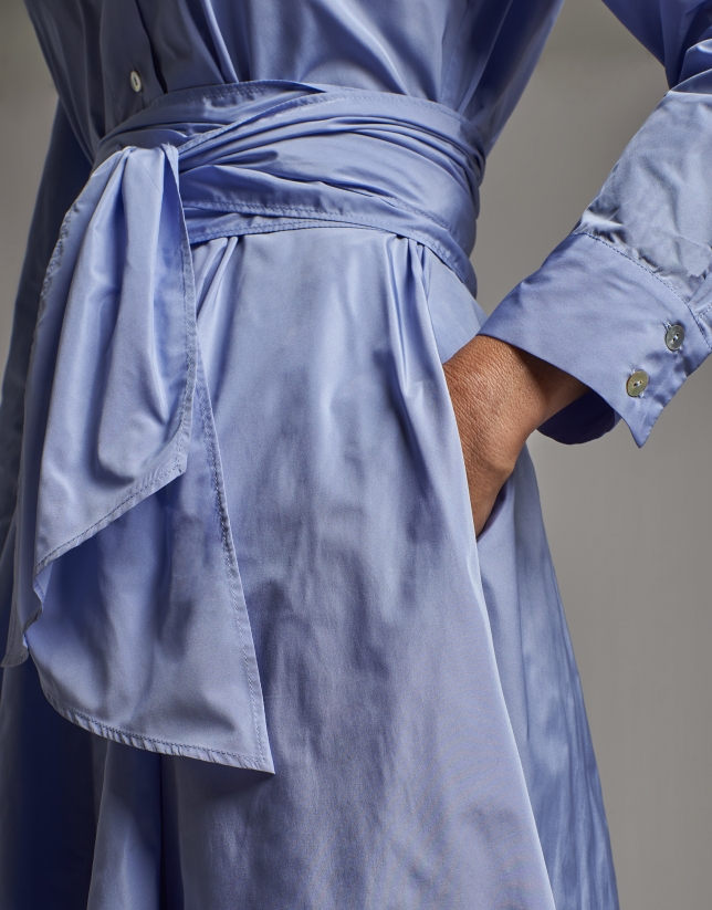 Pastel blue taffeta shirtwaist dress