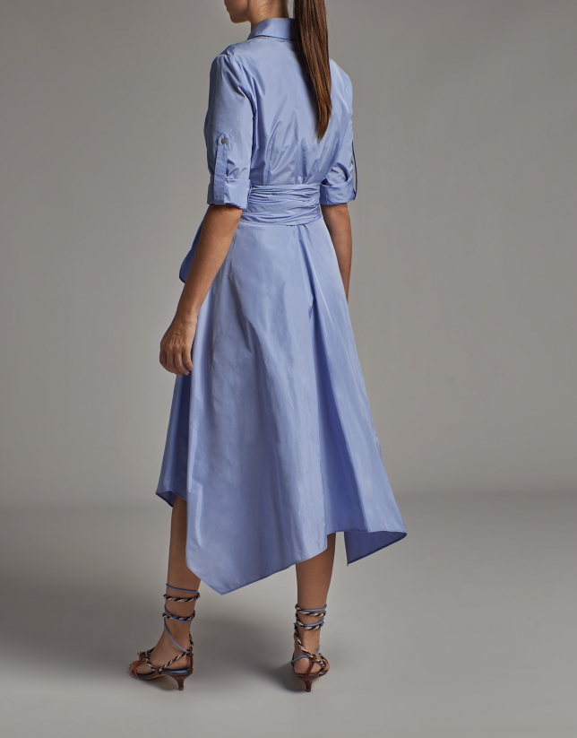 Pastel blue taffeta shirtwaist dress
