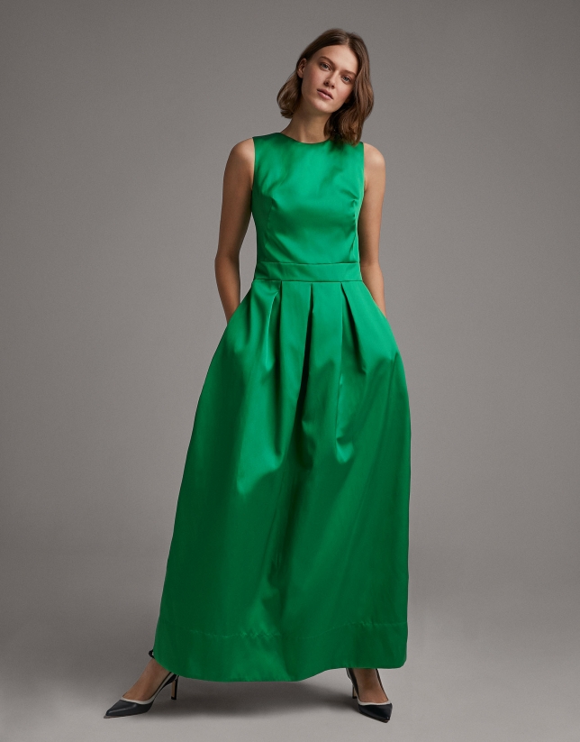 Long green party dress