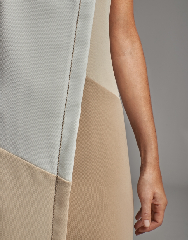 Mink/beige sleeveless asymmetric dress