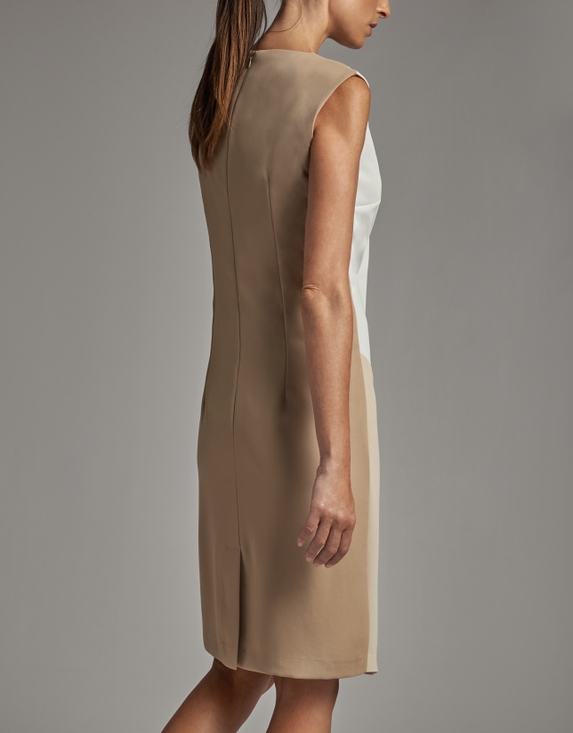 Mink/beige sleeveless asymmetric dress