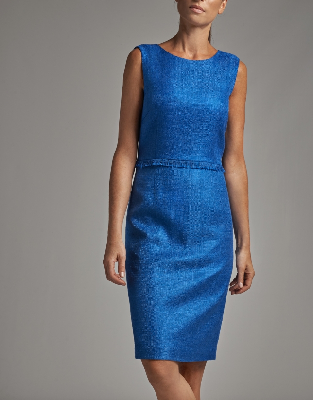 Cobalt blue sleeveless midi dress