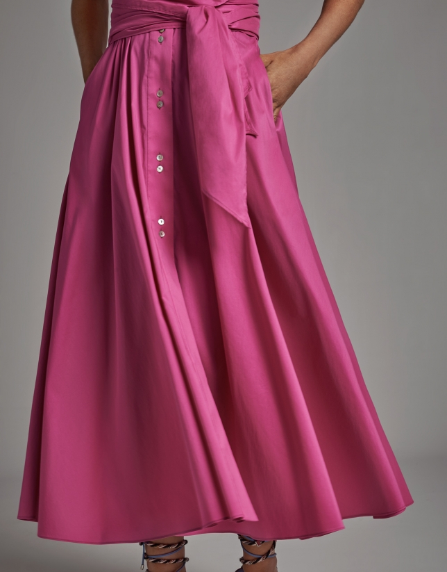Plain fuchsia shirtwaist dress