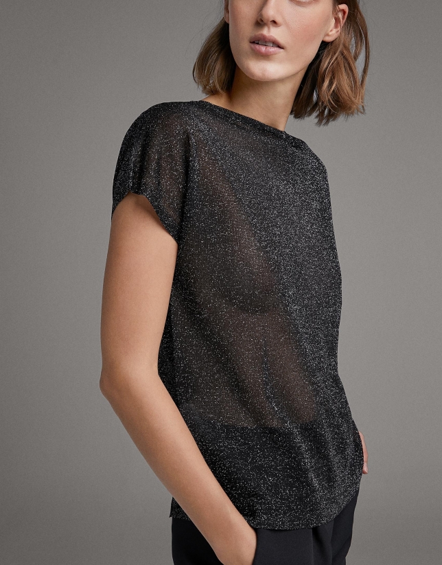 Black transparent lurex sweater