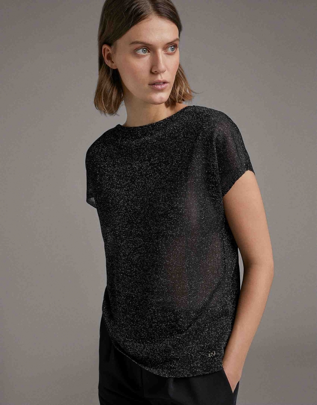 Black transparent lurex sweater