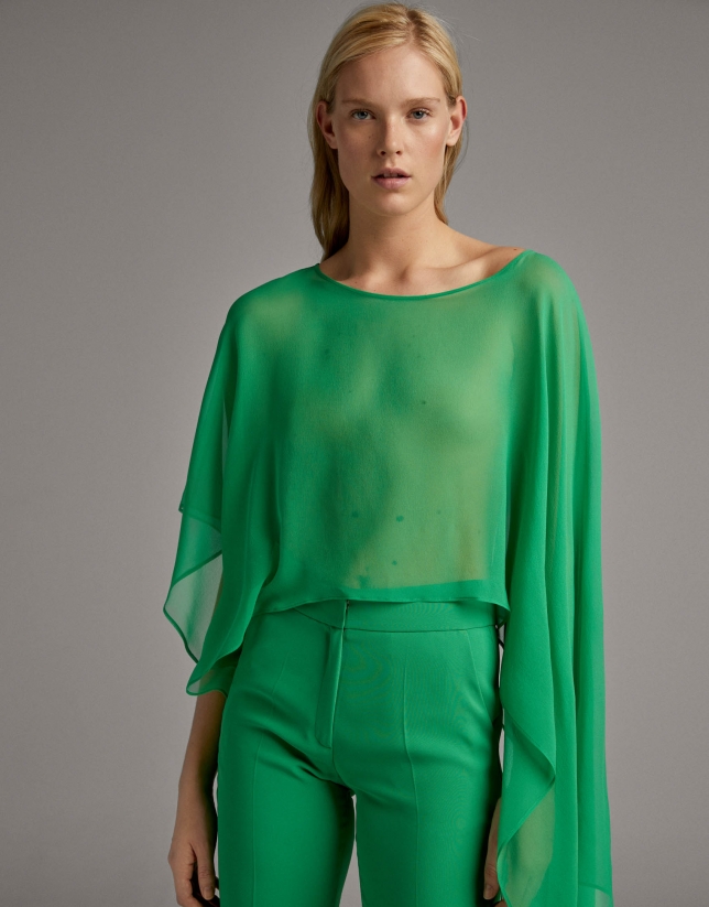Green silk dressy shawl 