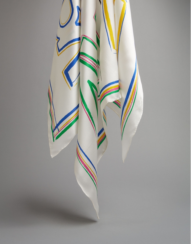 Small multicolor silk scarf with RV logos