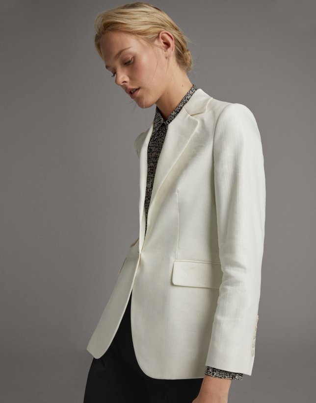 Ivory jacquard suit jacket