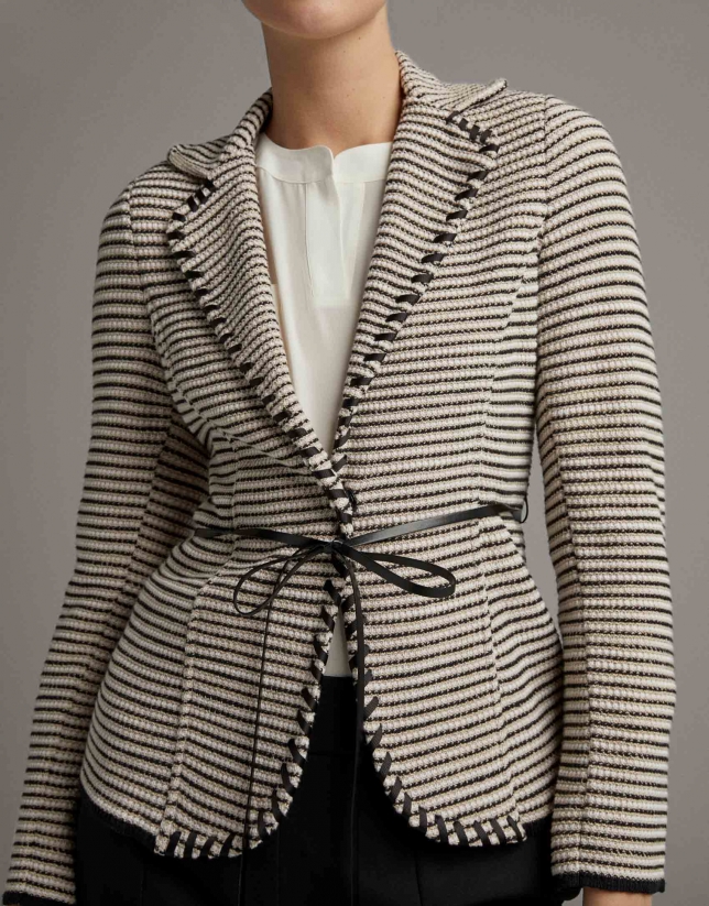 Black and white jacquard suit jacket