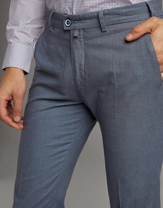 Pantalón chino falso liso azul