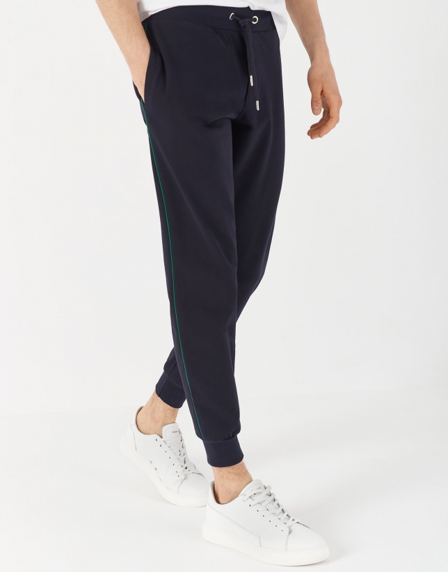Jogging pants with green side stripe