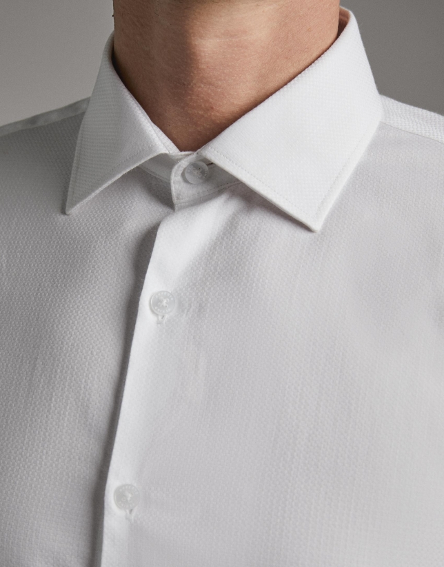 Camisa vestir microestructura cuadro blanco