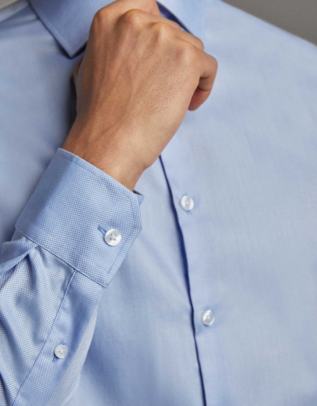 Light blue fake plain structured dress shirt