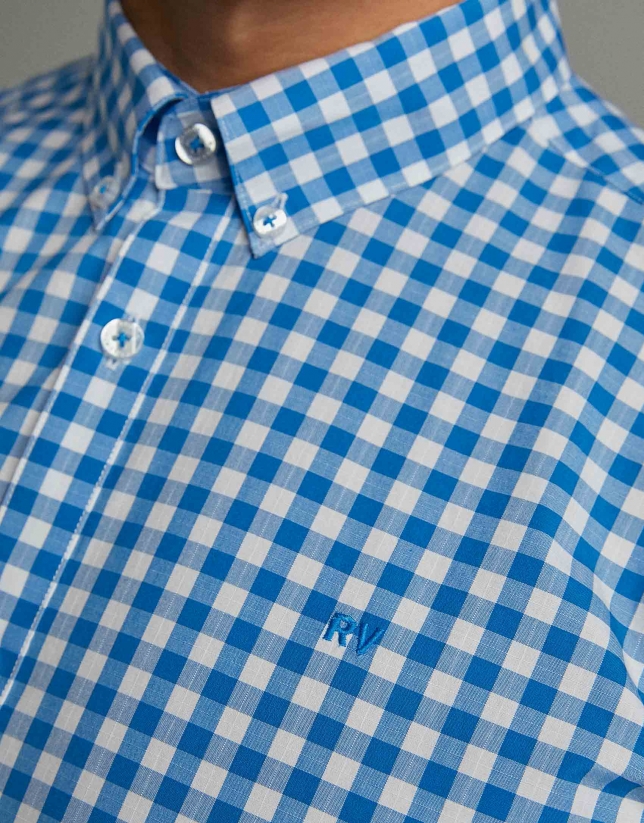 Turquoise checked Vichy sport shirt