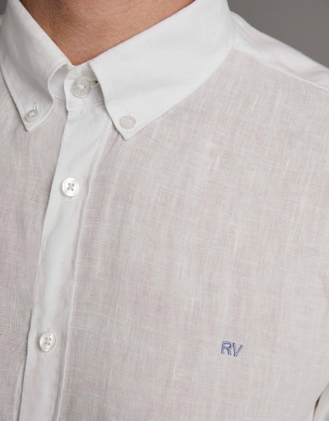 Camisa sport regular fit lino blanco